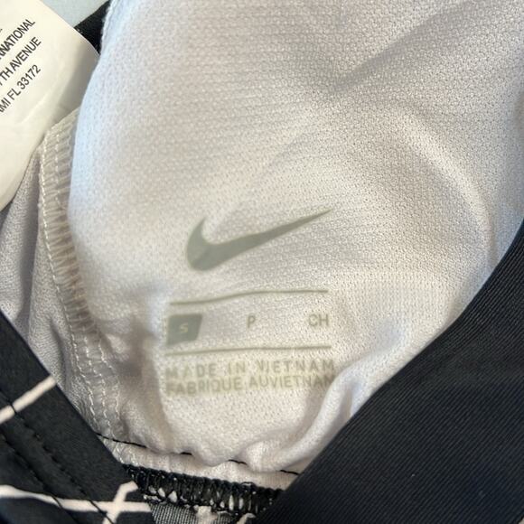 Nike Women's Small Swim Suit Geometric Design Tankini Black Cross Back Top - Picture 4 of 5